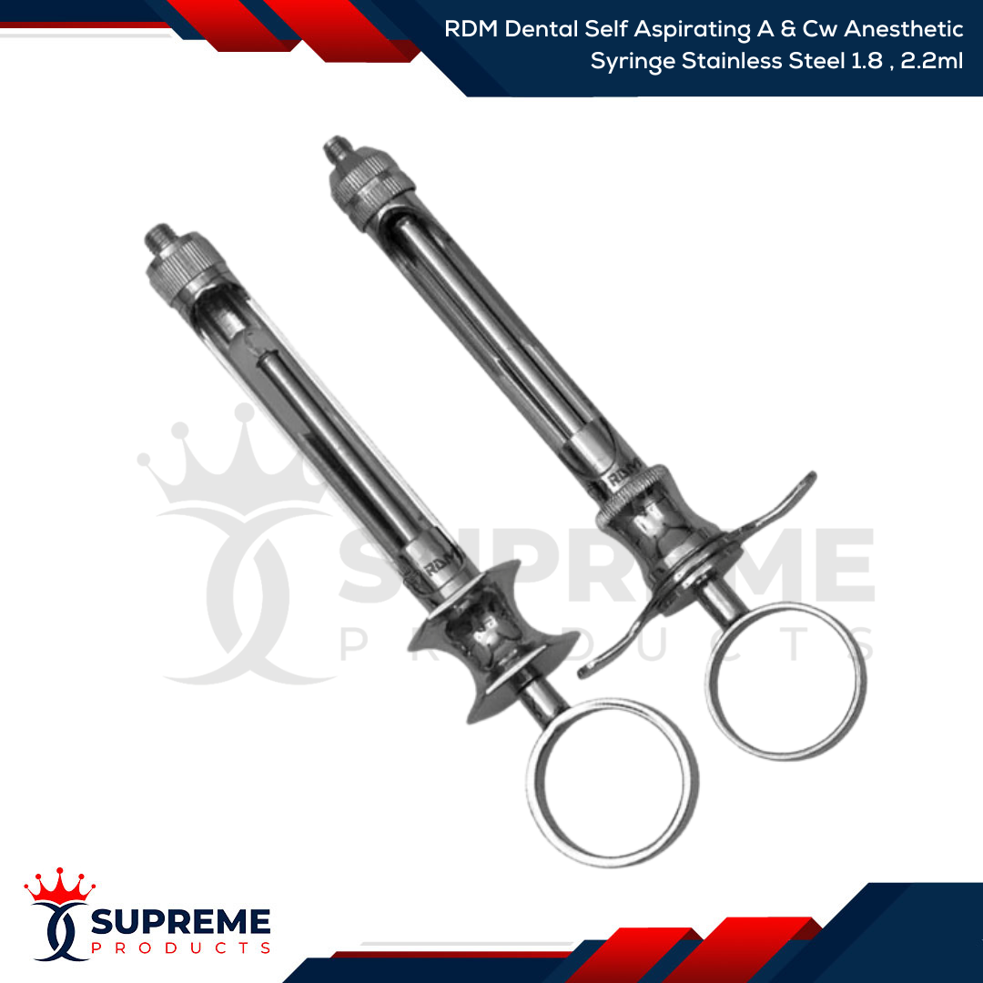 YNR England CE Dental Self-Aspirating Syringe For 1.8ml Cartridges - Brass Construction, 5-Year Warranty