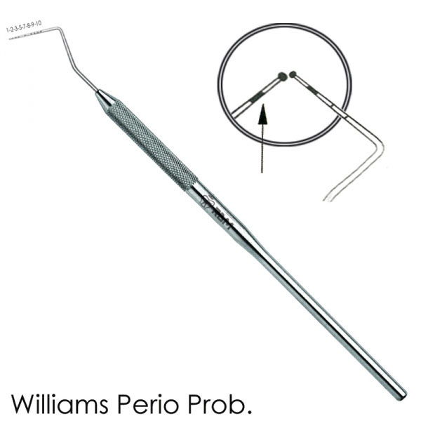 Dental Periodontal Probe Williams Probe With 23 Explorer - 1-2-3-5-7-8-9-10 Mm Markings